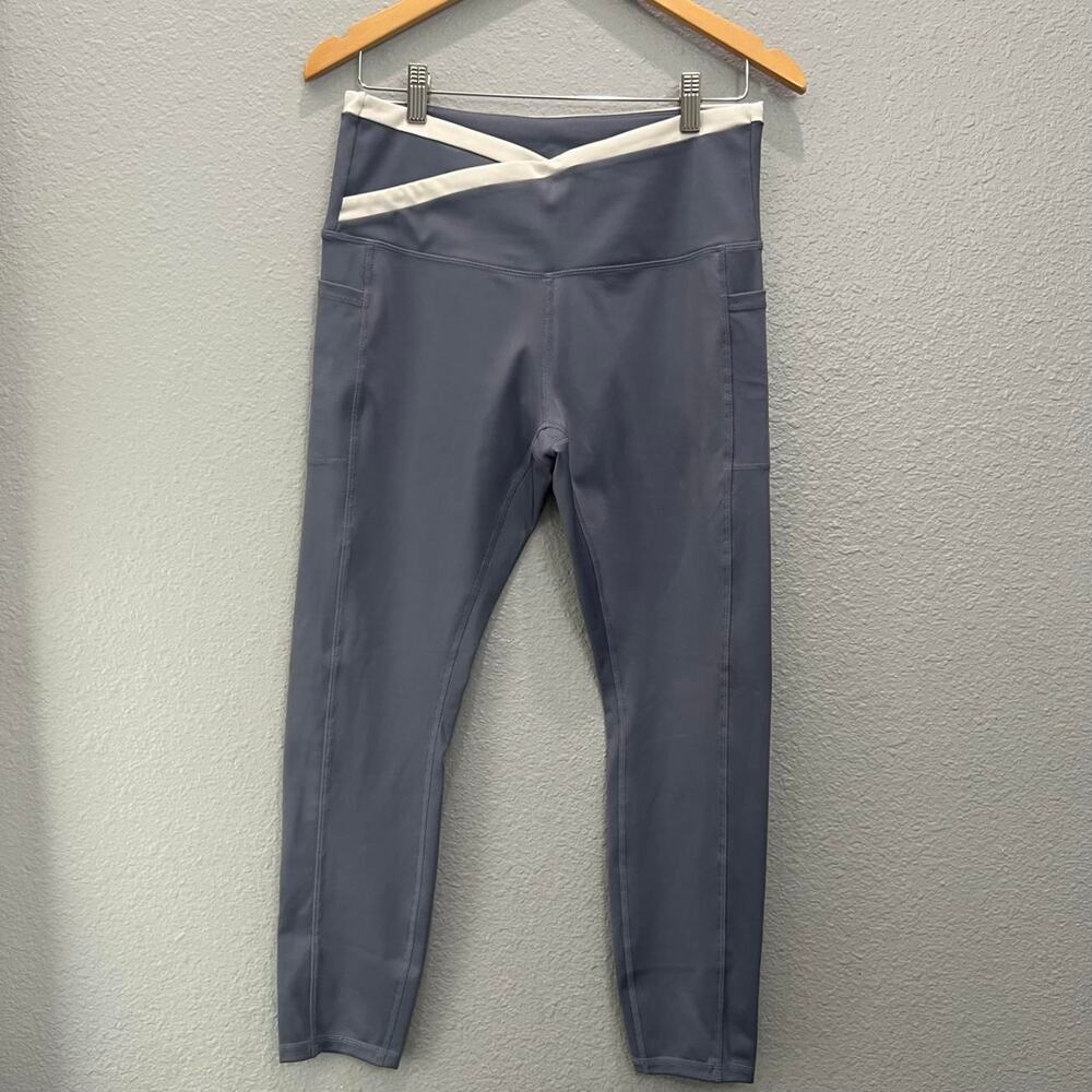 Legend Slate Blue Two Tone Crossover Waist Leggings XL